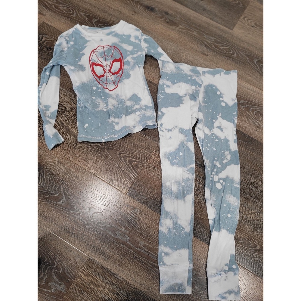 GAP Kids Marvel Spiderman Bleached Pajama Set Long‎ Sleeve Top Pants Size 10 #3
